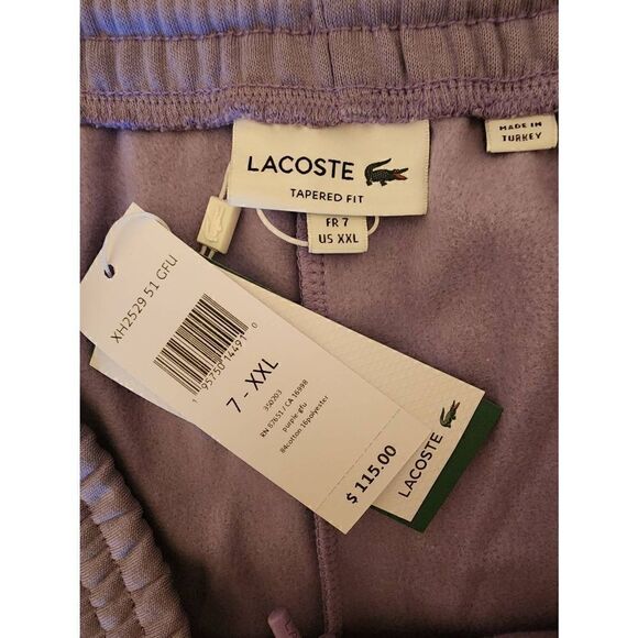 Lacoste NWT fleece jogger lavender size XXL taper fit - Picture 6 of 9